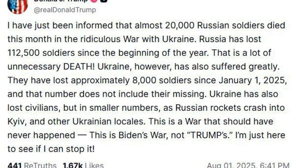 Трамп: Росія втратила понад 112 тисяч військових від початку року